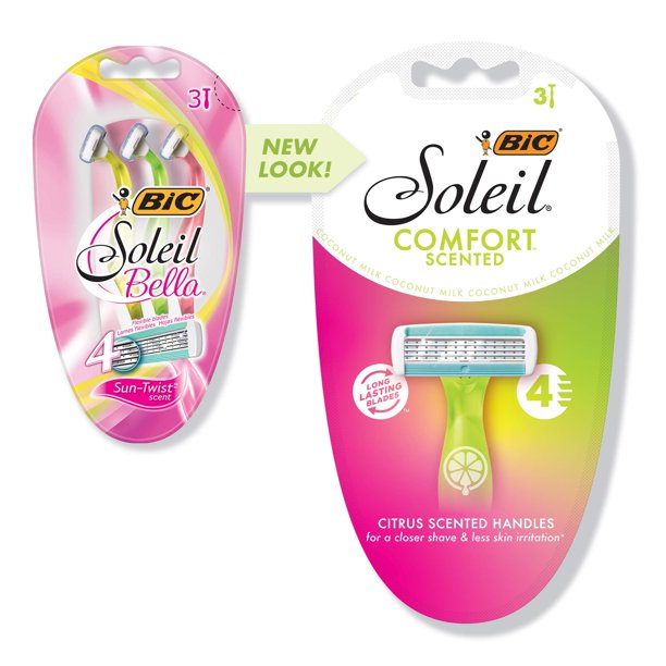 Rastrillo Desechable BIC Soleil Comfort de 4 Cuchillas, Paquete de 3