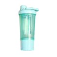 thumbnail image 2 of Botella de agua deportiva con vaso mezclador para batidos de proteínas | Botella mezcladora portátil con agitador y compartimento de almacenamiento integrados, 2 of 7