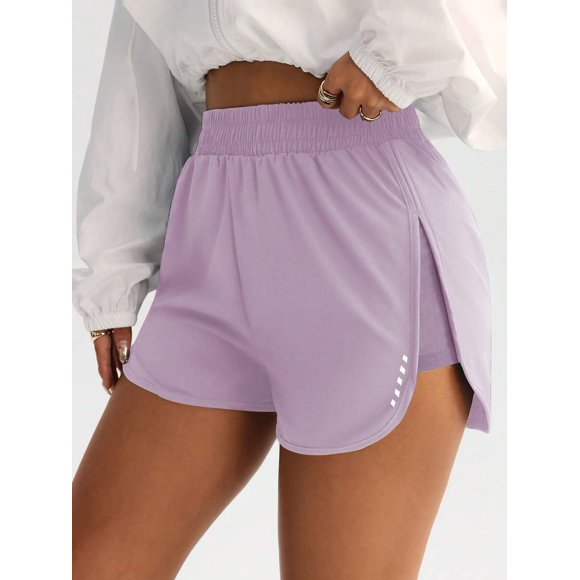 Shorts deportivos de cintura alta con abertura lateral y tira reflectante