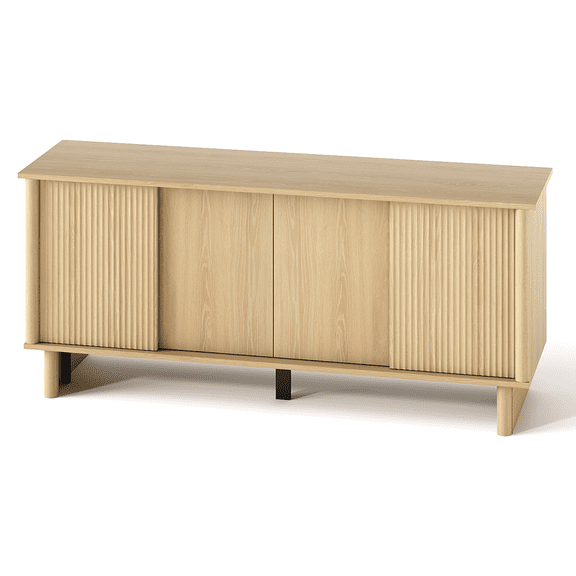 Mueble TV Patas Madera Puerta Corredera Sala Color Madera 2 Anaqueles Pinmoco 4B-LOG