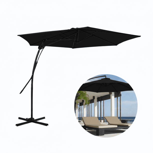 Sombrilla Lateral Tipo Cantilever para Jardín y Terraza | Parasol Exterior con Base Cruzada