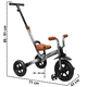 thumbnail image 5 of Triciclo 3 en 1 para Niños con Bastón, Bici y Bicicleta de Balance Plegable Torreta con Luz Soporta hasta 25 kg - Gris, 5 of 8