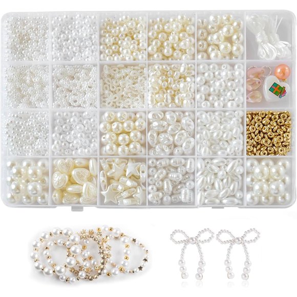 Kit de cuentas de perlas Pofflujent para crear pulseras y joyería - Manualidades DIY