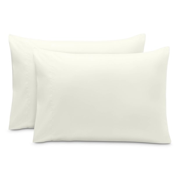 Juego de fundas de almohada Bare Home colección Premium 1800 ultra suave tamaño estándar crema 2 unidades