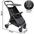 thumbnail image 4 of Carriola para Bebé Ligera Plegable Ruedas de Goma Cinturón 5 Puntos Toldo Apta desde 12 Meses Hasta 16 kg - Negro, 4 of 7