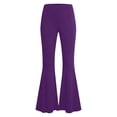 thumbnail image 4 of Amzcrzy Pantalones Acampanados Para Mujer Pantalones De Yoga Elásticos, De Pierna Ancha Y Cintura Alta, De Color Liso, Que Controlan El Abdomen Pantalones Ligeros Y Suaves Para Mujer S-2XL Morado, 4 of 6