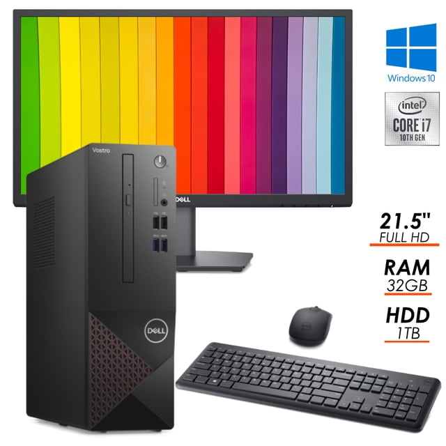 PC Vostro Core i7 10700 Dell RAM 32GB Disco duro 1TB Windows 10 PRO monitor 21.5"