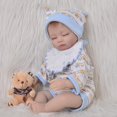 thumbnail image 1 of Muñeca Reborn, accesorios para bebés, de 4 piezas para y niñas recién nacidos de 17-18 pulgadas, mameluco a rayas con estampado de animale Yotijar Doll Rompers Hat Bib, 1 of 8