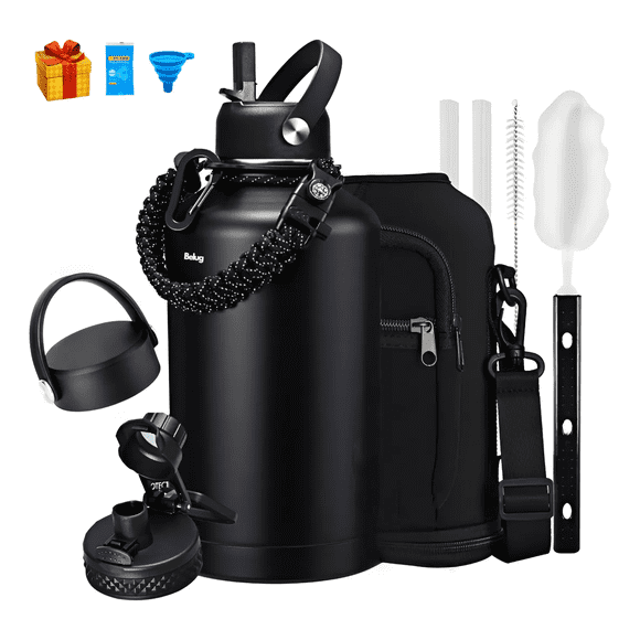 "2l Acero Inoxidable Botella De Agua Térmica Frío Deportiva Belug, Negro "