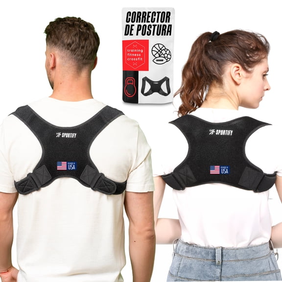 SPORTIFY Corrector de Postura para Espalda Superior Ajustable, Soporte para Hombros y Espalda Alta, Corrector Postural para Hombre y Mujer, Uso Diario