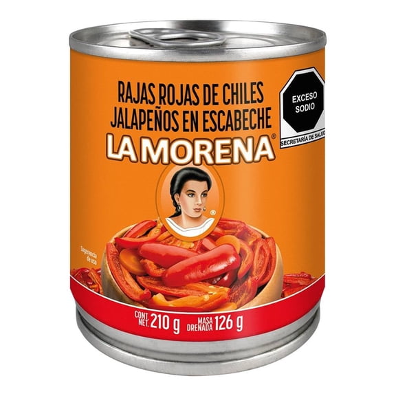 Rajas rojas La Morena de chiles jalapeños en escabeche 210 g