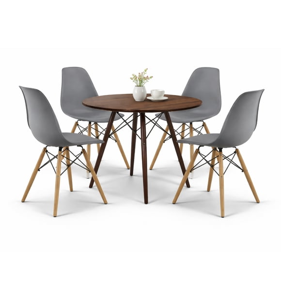 Set de Comedor Oslo 80 Mundo In Mesa Nogal y 4 Sillas Eames Gris