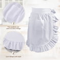 thumbnail image 3 of CaiYueKe White Vintage Maids Apron with Ruffle Hem, Half Waist Tie Skirt Two Pockets, Cute Servant Waitress Costume for Halloween Cosplay Role Play, Kitchen Baking Uniform, 3 of 8