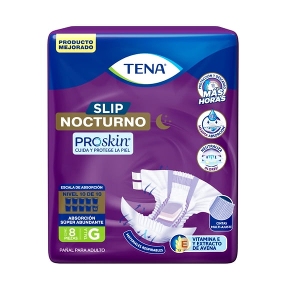 Pañales para adulto Tena Slip Nocturno talla grande 8 pzas