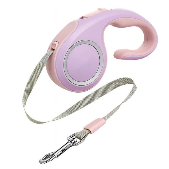Correa Retráctil para Mascotas Fluorescente Cerradura de Un Botón Correa para Caminar para Mascotas con Mango Ergonómico para Perros Pequeños Medianos Gatos Rosa Púrpura 3 Metros / 9.8 Pies