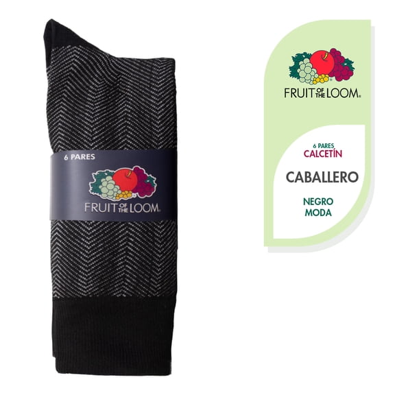 Calcetin Fruit Of The Loom para Hombre, Negro 6 Piezas Unitalla