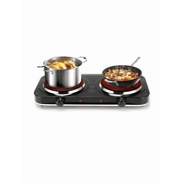 Parrilla Eléctrica 2 Quemadores 2000w Con Doble Termostato Negro 430*210*60mm