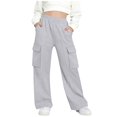 thumbnail image 2 of Pantalones de pana para niñas, cintura elástica, corte holgado, cordón ajustable, bolsillos, pantalones casuales para niñas con pana de mezcla de algodón de textura suave, tallas de 5-6 a 14-15 años., 2 of 5