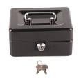 thumbnail image 1 of Caja de dinero de metal con 6 compartimentos, caja de dinero de alta seguridad con bandeja para dinero y cerradura con llave para el hogar y el negocio, color negro, 1 of 15
