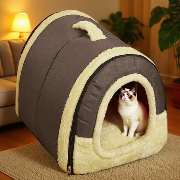 Cama para perros de interior con funda extraíble y lavable - Cama autocalentable para gatos y perros pequeños | Borde elevado para mayor seguridad y soporte