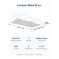 thumbnail image 4 of Campana de Cocina Mabe Bajo Gabinete 80 cm Acero Inoxidable CMPU80DSSX0 Panel Digital Touch 200 m³/h 3 Velocidades Luz LED, 4 of 4