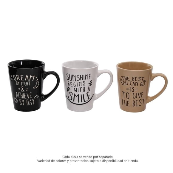 Taza Crown Baccara Cerámica Diseño Frases 358ml Varios Colores 1 Pieza