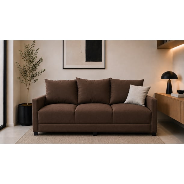 Sofa El Bazar Store Atlanta Lino Chocolate 3 plazas Modular Moderno