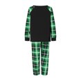 thumbnail image 4 of Pijamas navideños familiares a juego, camisetas de manga larga con estampado de elfos y letras + pantalones a cuadros. Pijama que brilla en la oscuridad., 4 of 10