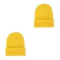 thumbnail image 2 of Sonducket Beanie Hat Gorros de punto Winter Skullcap Thermal Trendy Sleeve Headwear A prueba de viento Accesorios para el cabello Amarillo Amarillo brillante 2piezas, 2 of 6