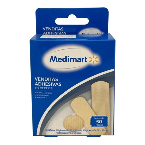 Venditas adhesivas Medimart color de piel 50 pzas