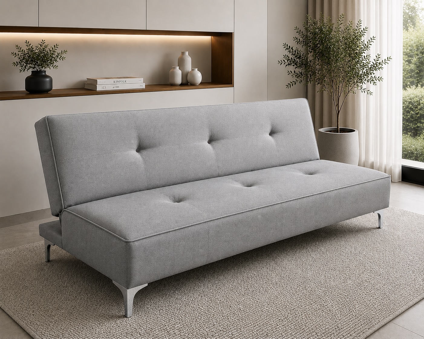 Sofa Cama Reclinable El Bazar Store Milo Gris Plata, Futon 3 posiciones, Sala, Love Seat