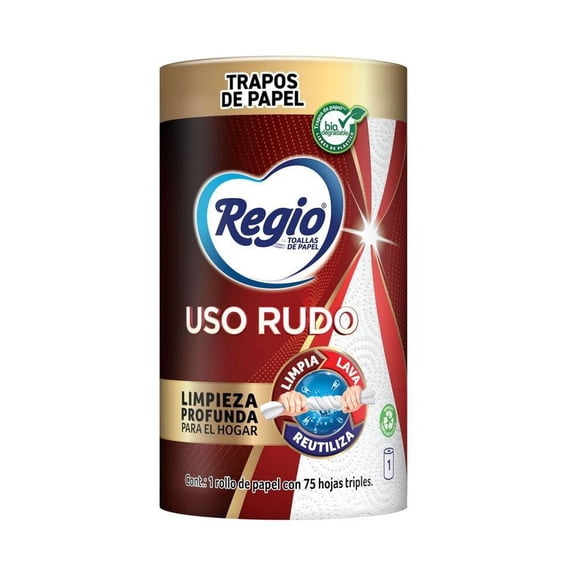 Trapos de Papel Regio Uso Rudo 1 rollo con 75 Hojas Triples