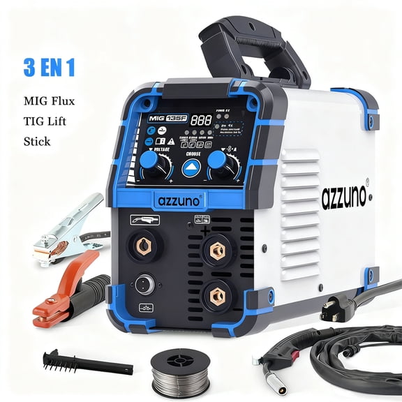 AZZUNO 135A MIG Welder Máquina de Soldar 110V Flux MIG/Lift TIG/Stick 3 en 1 IGBT