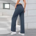 thumbnail image 4 of Amzcrzy Pantalones Vestir Mujer Color Liso S-2XL - Cintura Alta Elástica, Pliegues Frontales, Sin Cremallera, Bolsillos, Para Trabajo Azul, 4 of 5
