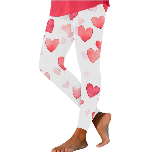 TaTaai Valentine's Day Print Stretchy Non-see-through Women Tight Fit Yoga Pants High Waisted Elastic Breathable Workout Gym Casual Daily Wear Full Length Leggings Gift