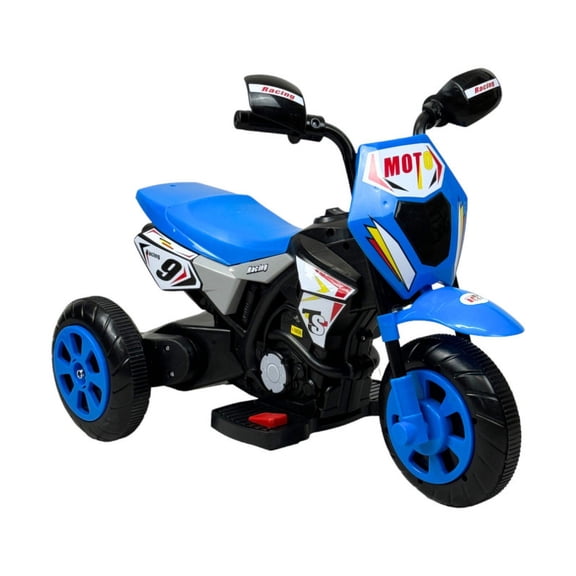 The Baby Shop Motocicleta Montable Azul P/ Niños 3 Ruedas 6v C/ Sonido Y Luz