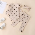 thumbnail image 4 of Body De Bebé, Conjunto De Canastilla, Onesies Para Niños Pequeños, Niñas, Estampado De Corazón, Volantes, Pantalones, Diadema, Ropa, Traje Beige Odeerbi  LM103-4658, 4 of 9