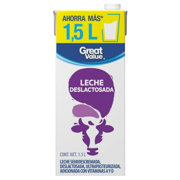 Leche Great Value Deslactosada 1.5 Lts