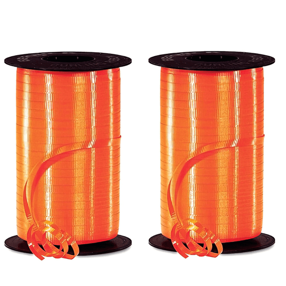 Hilo Listón Curly 100m Para Regalos y Globos Pack 2 naranja