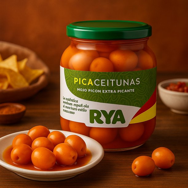 Picaceitunas RYA, aceitunas picantes, caja de 6 frascos