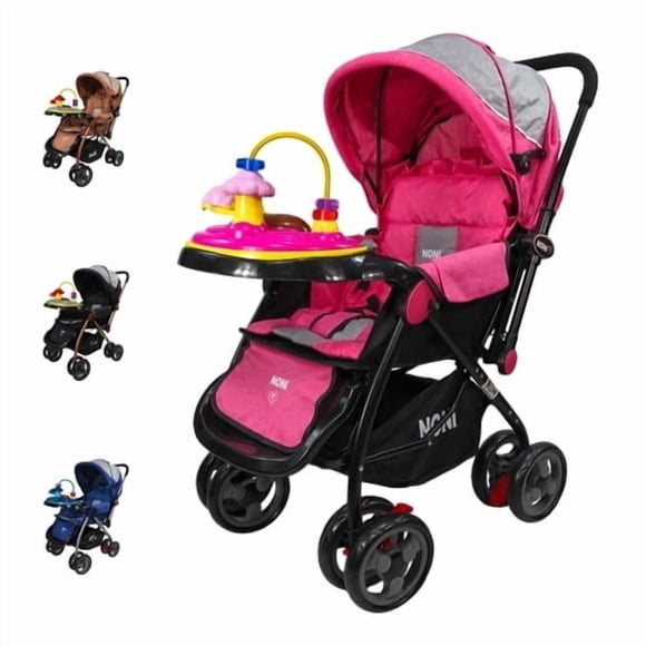 The Baby Shop Carriola Plegable con Tablero Musical y Canastilla para Bebé – Multiposición Rosa