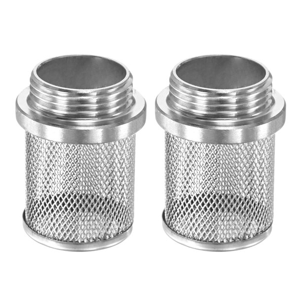 Uxcell 2-Pack Filtro de Malla de Colador de Succión de Entrada, Colador de Manguera de Jardín de Acero Inoxidable de 32 mm para Filtración de Acuario, Riego y Pulverizador