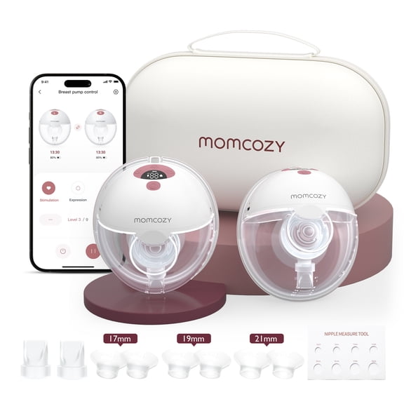 Momcozy M5 Smart Extractor de Leche Manos Libres, Sacaleches Portátil Inalámbrico, Pack 2 Unidades