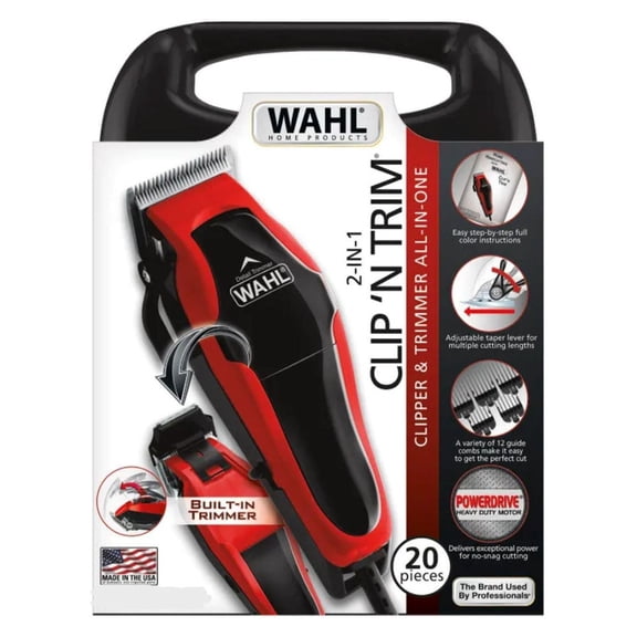 Cortadora de cabello 2 en 1 Wahl Clip n' Trim kit 20 piezas