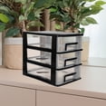 thumbnail image 3 of Armario de plástico de tres capas con cajones, portátil, multifunción, organizador de muebles (negro y transparente), 3 of 5