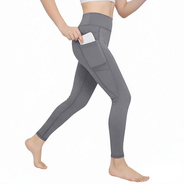 Amzcrzy Leggings Yoga Niñas 4 A 13 Años Cintura Alta Deportivos Cómodos Elásticos Control Abdomen Suaves Tacto Agradable Con Bolsillos Correr Ejercicio Gris