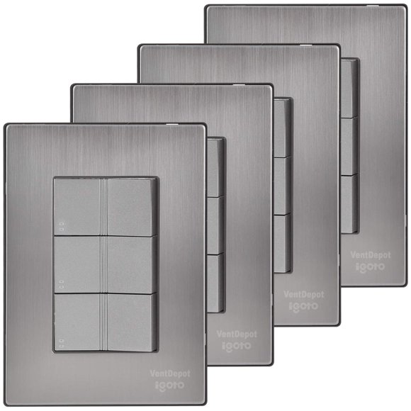 Interruptores Varios Módulos Inoxium3ESilver 4Pzas Apagador Escalerax3 125-250VCA 10A 50/60Hz Plateado Acero Inoxidable/