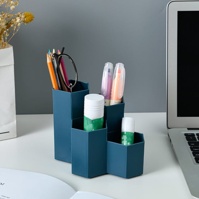 Small Multifunctional Organizer Desk Caddy Home Office Accessory Tray School Art Supply Holders Pen Pencil Brush Compartment Bathroom Countertop Storage