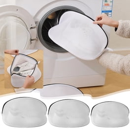 Bolsa de ropa para zapatos en lavadora - bolsa de lavadora de malla de doble capa engrosada con cremallera, dos paquetes, blanca
