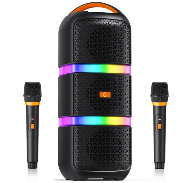 Bocina JYX Altavoz Bluetooth Portátil Inalámbrico con 2 Micrófonos y Luz Rgb para Fiestas Karaoke